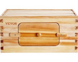 VEVOR Bijenkorfstartset met diepe doos, 100% bijenwas gecoat natuurlijk cederhout, snoekbaarzenkorf met 10 frames en funderingen, helder acryl bijenramen