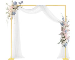 VEVOR Boogstandaard, 2,4 X 2,4 M, Trouwboog, Vierkante Gouden metalen Boog Achtergrondstandaard voor Bruiloften, Verjaardagsfeesten, Afstudeerfeesten, Vakantie en Ceremoniedecoratie