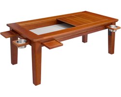 VEVOR Bordspeltafel 120x60x45cm 2-in-1 Spel- & Eettafel Draagvermogen 136kg, Ruim voor 4 Spelers, Massief Hout, met Afneembare Tafelbladen, Bekerhouders, Leren Speelmat en Uitschuifbare Dienbladen