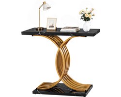 VEVOR Consoletafel, Bijzettafel Achter de Bank (100x30x81CM / LxBxH), Rechthoekige Bijzettafel van MDF + Stalen Buizen voor Hal, Slaapkamer, Woonkamer, Entree, Gangtafel Goudkleurig