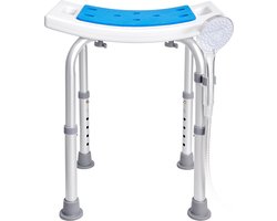 VEVOR Douchekruk Douchestoel, 360-490 mm In Hoogte Verstelbaar, Badkamerkruk Badkamerzitting 158,8 Kg Draagvermogen, Stabiele Douchekruk Douchehulp Badkuip Frame van Aluminiumlegering, Douchezit Badkamerkruk, Blauw