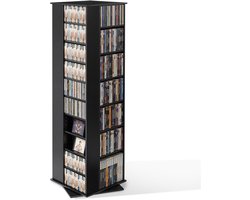 VEVOR Draaibare DVD-plank met 34 Vakken, Verstelbare Mediaplank, Vrijstaande Plank 47,5x47,5x163,6cm, Ruimtebesparende Opbergplank voor CD's, DVD's, Boeken, Game Discs, Woonkamer, Thuiskantoor, Zwart