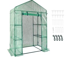 VEVOR Filmkas 141x74,5x205cm Tomatenkas 15kg Draagvermogen Kas Tuinhuis Koud Frame Pe Materiaal Stalen Buis Tomatenkas Groentekas met 4 Planken Plantenkas