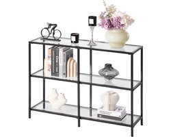 VEVOR Glazen Consoletafel 3-laags, Rechthoekige Bijzettafel met Anti-kantelfunctie