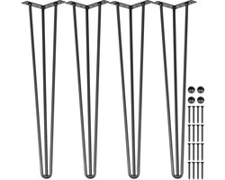 VEVOR Haarspeld Tafelpoten Hoogte 86,3 Cm, Meubilair Metalen Tafelpoten 3 Staven, Bureaupoten Staal, Meubelpoten Hairpin Set van 4 voor Bijzettafels, Banktafels, Houten Banken, Hoge Stoelen, Bartafels