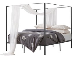 VEVOR Hemelbedframe Kingsize, Metalen Hemelbed met 4 Posters, Zwart