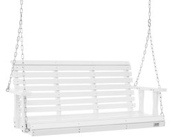 VEVOR Hollywood Schommel Cederhout, 1370x710x600MM, Terrasschommel voor Erf en Tuin, Verbeterd Draagvermogen van Ca. 400 KG, Robuuste Schommelstoelbank met Ophangkettingen voor Buitengebruik, Wit
