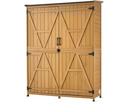 VEVOR Houten Tuinschuur, Gereedschapsschuur met Afsluitbare Deuren & Schuin Dak, Tuinschuur incl. Planken & Vloer, Gereedschapsschuur, Gereedschapskast voor Terras, Tuin, Gazon, 121x43x162,5 cm