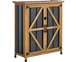 VEVOR Houten Tuinschuur, Gereedschapsschuur met Afsluitbare Deuren, Tuinschuur met Plank & Vloer, Gereedschapsschuur, Tuingereedschapsschuur, Gereedschapskast voor Terras, Tuin of Gazon, 81x33x95 cm