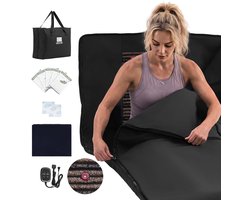VEVOR Infrarood Saunadeken met Minerale Stenen, 185x90cm, Zwart, Draagbare Verwarmde Deken voor Zweten, Ontspanning en Detox, Temperatuurregeling van 30-75°C, Timer van 20-60 Minuten, PU-Leer, Inclusief Draagtas