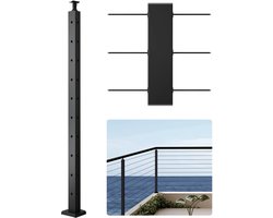 VEVOR Kabelleuningpaal, 91,4 X 3 X 5 Cm Hoekleuningpaal, met L-Vormige voorgeboorde Gaten, Sus304 Roestvrijstalen Leuningpaal met Gebogen Beugel, Set Van 1, Zwart