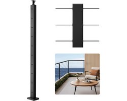 VEVOR Kabelleuningpaal, 914x50,8x50,8 Mm, Kabelleuningpaal voor Trapleuning, voorgeboorde Horizontale Gaten, Roestvrij Staal Sus304, voor Leuning, Balustrade, Zwart