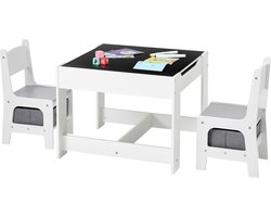 VEVOR Kindertafel met 2 Stoelen En Stoffen Opbergbox Onder De Stoelen, Knutseltafelset voor Lezen, Leren, Tekenen En Schrijven, Kinderzitset voor Kinderdagverblijf, Knutseltafel, Speeltafel, Bureau