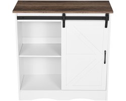 VEVOR Koffiebarkast 3-laags Koffiebartafel met Schuurdeuren Bruin/Wit