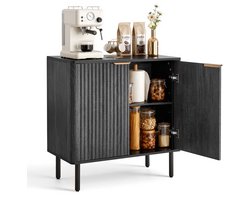 VEVOR Koffiebarkast, Mid Century Fluted Koffiebartafel met 2-Lag Opslag, Buffetstandkast met Staldeur, Buffetstation voor Woonkamer, Entree, 80 X 37,5 X 80 cm, Zwart