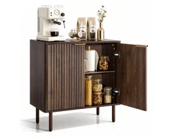 VEVOR Koffiebarkast, Mid Century Gekartelde Koffiebartafel met 2-Vlakke Opslag, Buffetstandkast met Schuurdeur, Buffetstation Sideboard voor Living Room, Entrance, 80 x 37.5 x 80 cm Houthakkerschors