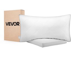 VEVOR Kussens, Set Van 2, Queen Size, Slaapkussens met Originele Alternatieve Donsvulling, Bedkussens, Ondersteunend en Zacht, Beddengoed voor Rug Buik en Zijslapers, Wit