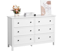 VEVOR Ladekast met 6 Laden Houten Ladekast met Antislip- En Kantelbeveiliging Wit