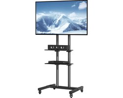 VEVOR Mobiel Tv-Meubel Mobiele Tv-Wagen voor 32-70 Inch Tv'S met Wieltjes En Een Dienblad