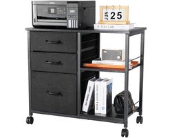 VEVOR Mobiele archiefkast met 3 stoffen lades en planken, zwart