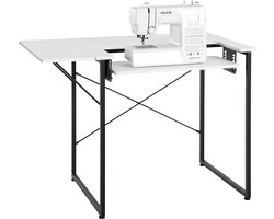 VEVOR Naaitafel, Naaimachinetafel met Opvouwbaar Tafelblad, Verstelbare Plank en Stalen Poten, Multifunctionele Tafel, Computerbureau voor Thuis, Modestudio, Kunststudio, Onderwijsinstelling, Wit