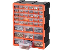 VEVOR Opbergdoos voor Kleine Onderdelen met 39 Lades, Pp-Assortimentsdoos Geschikt voor Wandmontage, Draagvermogen Van 10 Kg, Sorteerdoos met Dubbel Vergrendelingsmechanisme, Opbergvak voor Schroeven, Gereedschap en Kleine Onderdelen
