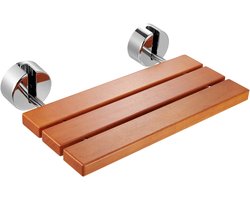 VEVOR Opklapbaar Douchezitje Van Teakhout, 50 X 30 Cm, Wandgemonteerde Douchebank