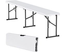VEVOR Opvouwbare Bank Bierbank Tuinbank Campingbank Opvouwbaar Camping 182cm Wit