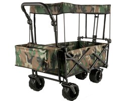 VEVOR Opvouwbare Bolderkar-Tuinwagen met Dakje en 2 Klittenbandsluitingen-Max. Draagvermogen 100 kg-Tuinkar met 4 Universeel Wielen-Kamperen-Barbecues-Picknick-Camouflage