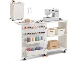 VEVOR Opvouwbare naaitafel Naaikast Naaimachinetafel Oprolbaar DIY Wit