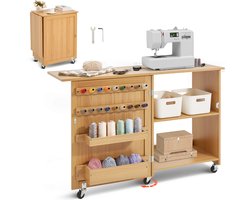 VEVOR Opvouwbare Naaitafel Naaikast Naaimachinetafel Oprolbaar Houtkleur Diy
