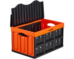 VEVOR Opvouwbare Plastic Opbergbakken met Deksels, 45 liter, 3 stuks, Stapelbare Opbergdozen met Handvatten, Draagvermogen 20 Kg Per Bak, Robuuste Containers, Ruimtebesparende Manden voor het Organiseren van Je Huis