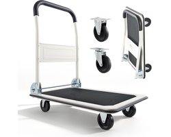 VEVOR Opvouwbare Platformwagen, 150 Kg Draagvermogen, Transportwagen met Zwenkwielen, Handwagen met Antislipcoating Op Het Laadoppervlak, Transporthulpmiddel voor Eenvoudige Opslag, 735x480x825 mm Rolwagen