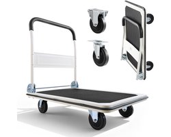 VEVOR Opvouwbare Platformwagen, 300 Kg Draagvermogen, Transportwagen met Zwenkwielen, Handwagen met Antislipcoating op het Laadoppervlak, Transporthulpmiddel voor Eenvoudige Opslag, 900x610x870 mm Rolwagen
