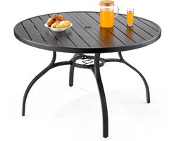 VEVOR Patiotafel Tuintafel Balkontafel, 120x72,5cm, Gemaakt van Koolstofstaal Ronde Eettafel voor Buiten Tuin Patio Tuin Veranda, Waterdicht, met 38mm Parasolgat, Draagvermogen 68kg, Zwart