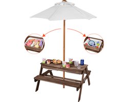 VEVOR Picknicktafel Houten Tafels Tuinbank Opvouwbare Parasol 4 Personen