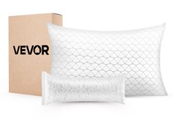 VEVOR Queen Size Memory Foam Kussen, Ondersteunend en Verstelbaar Bedkussen, Inclusief Kussensloop van Natuurlijke Vezels, Beddengoed voor Rug-, Buik- en Zijslapers