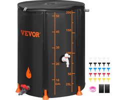 Vevor - Regenton - Regenwaterton - Regentank - 201L - Opvouwbaar - 1000D PVC-Materiaal - met Afvoerventiel en Kraan - voor Gebruik Buitenshuis