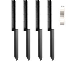 VEVOR Reparatieset voor Hekpaalanker, 4 Stuks, Binnendiameter 51 x 51 mm, Zware Stalen Hekpaalsteunpalen, Ankergrondpen voor het Repareren van Kromme, Gebroken Houten Hekpalen