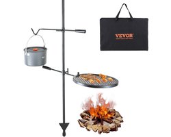 VEVOR Rotisserie Roterende Grill Staal 360 x 360 Mm Houtskoolgrill Dubbellaags Kookrooster Grillrek 6 Kg Laadvermogen 300 ℃ Vrijstaand Spit Gebraad BBQ Grillwagen Barbecue Buiten