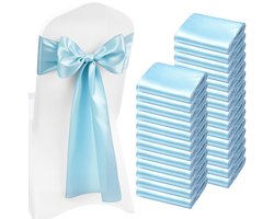 VEVOR Satijnen Stoelriemen met Strikken, 275x17 cm, 100 Stuks, Stoelriemen Om Te Knopen, Stoelriemen voor Bruiloften, Feesten, Banketdecoraties, Evenementen, Banketstoelhoezen, Stoelstrikken, Blauw