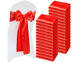 VEVOR Satijnen Stoelriemen met Strikken, 275x17 cm, 100 Stuks, Stoelriemen Om Te Knopen, Stoelriemen voor Bruiloften, Feesten, Banketdecoraties, Evenementen, Banketstoelhoezen, Stoelstrikken, Rood