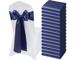 VEVOR Satijnen Stoelriemen met Strikken, 275x17 cm, 50 Stuks, Stoelriemen Om Te Knopen, Stoelriemen voor Bruiloften, Feesten, Decoraties, Evenementen, Banketstoelhoezen, Stoelstrikken, Marineblauw