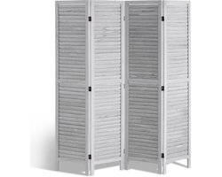 VEVOR Scheidingswand Houten Kamerverdeler 4-delig Kantoor 162cm Wit Stijl Europees