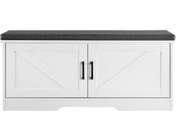 VEVOR Schoenenrekbank (1000 X 355 X 460 Mm), Halbank Met Gevoerd Zitkussen en 2 Schuifdeuren, Schoenenrek (Laadvermogen 136 Kg), voor Hal Woonkamer Slaapkamer Zwart Wit