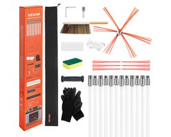 VEVOR Schoorsteenborstelset, Max. 12 M Lengte, Schoorsteenborstels, Schoorsteenveegset, Haardborstel, 90° Buigbaar Schoorsteenreinigingsgereedschap, voor Vierkante en Rechthoekige Schoorstenen