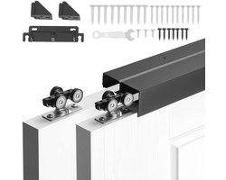 VEVOR Schuifdeurbeslagset 1524 mm, Dubbele Schuifdeurrail van Aluminiumlegering, Dubbel Railsysteem voor Kasten (25-45 mm Dikte / 762 mm Breedte), Soepele en Stille Werking