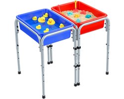 VEVOR Sensorische Tafel, Activiteitentafel met 2 Stations, Verwijderbare Opbergdozen en Antislipvoetjes, Frame van Koolstofstaal, Afgeronde Hoekjes, voor Kinderen van 3-6 Jaar
