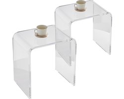VEVOR Set Van 2 Bijzettafels 415 X 305 X 460 mm, U-Vormige Acryltafel Bijzettafel, Transparante Salontafel voor Drankjes, Eten, Snacks, Gebruikt In Woonkamer, Slaapkamer, Studeerkamer, Enz