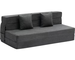 VEVOR Slaapbank Vouwbank 3 In 1 Opvouwbare Bank met 2 Kussens Donkergrijze Koningin